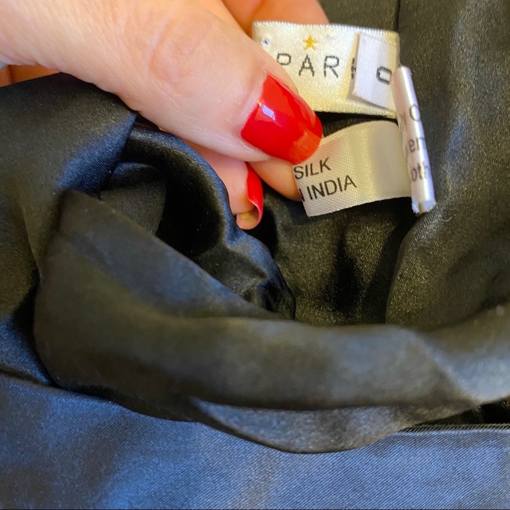 MEGAN PARK SKIRT PENCIL BLACK SILK BEADS WRAP LOOK SIZE 0 - Picture 8 of 10